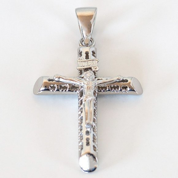 Real 925 Sterling Silver Large Thick Crucifix Cross Pendant for Large Chains - Picture 1 of 4